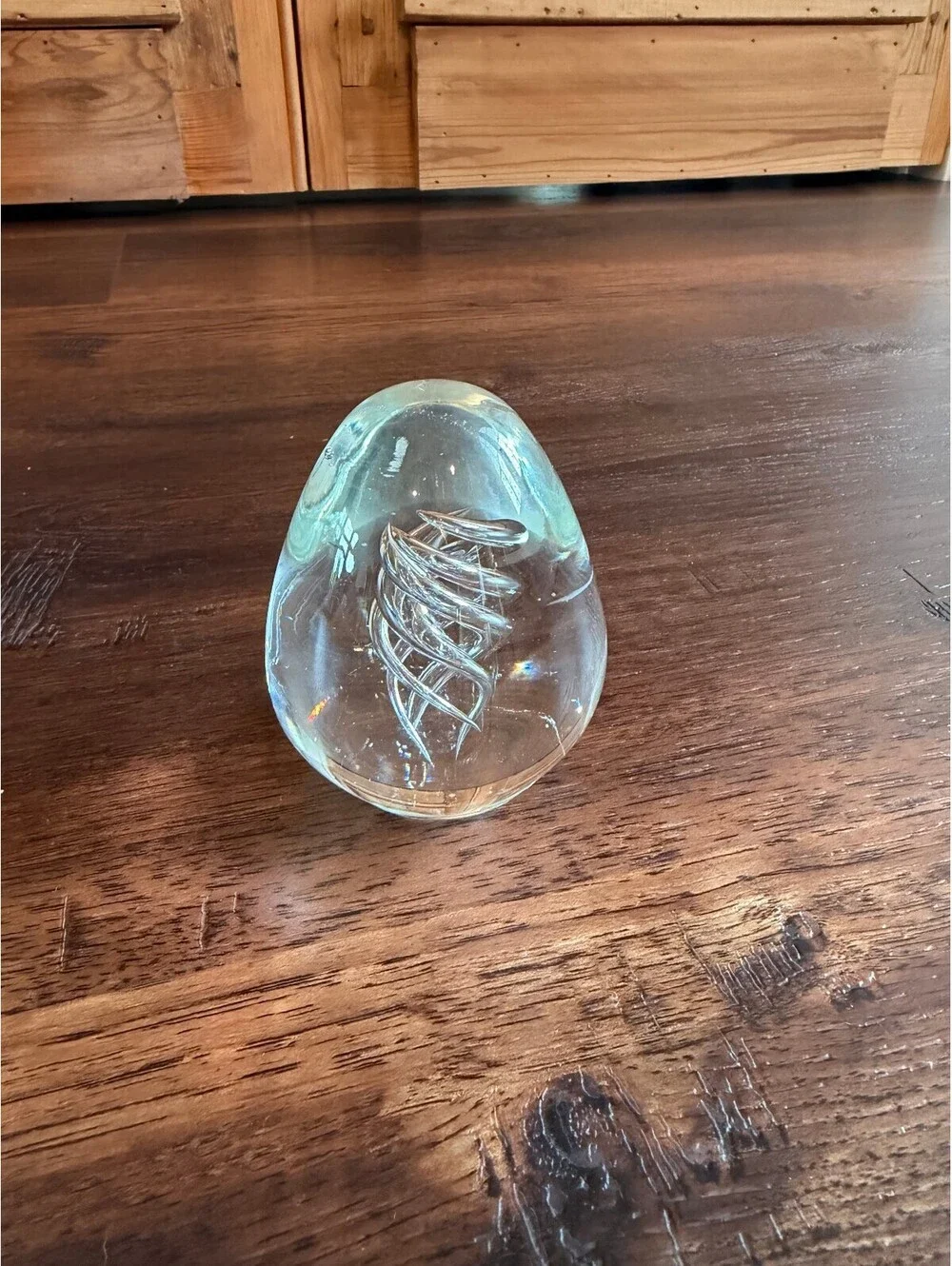 Home Decor | Clear Art Glass Egg Paperweight | 1148
